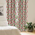 thumbnail image 2 of Ambesonne Fruit Window Curtains, Juicy Strawberries Leaves, Each 28" W x 84" L, Fern Green and Red, 2 of 4