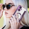 thumbnail image 7 of Allytechgroup Magnetic Wallet Case for Apple iPhone 16, RFID Blocking PU Leather Clear Back Cover Compatible with Magsafe Wireless Charging Anti-Scratch Phone Case for iPhone 16, Purple, 7 of 7