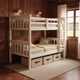 thumbnail image 2 of From the Tree Furniture Twin Over Twin Solid Wood Bunk Bed with Ladder, Guardrails, and Headboards, White Finish, 2 of 11