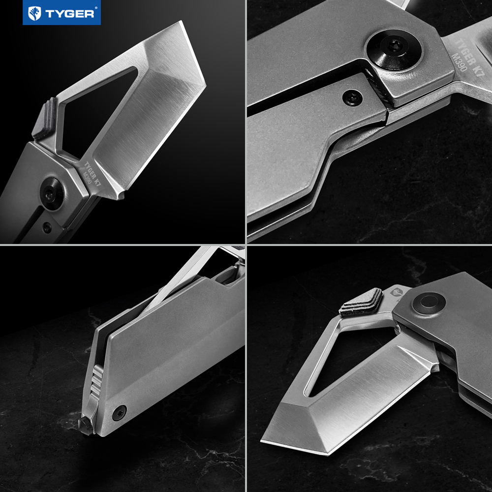Tyger K7 EDC Folding Pocket Knife | Satin Finish Ultra Premium M390 Steel Blade | Titanium Alloy Handle | TG-KF9M3577