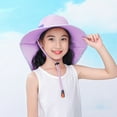 thumbnail image 3 of LNMQLPDBS Girls Sun Hat for Kids Sun Protection Solid Color Summer Hat with Mesh Beach Play Hats Wide Brim Neck Flap for Girls Ponytail Hat Sun Visor Hats with Chin Strap Purple One Size, 3 of 7