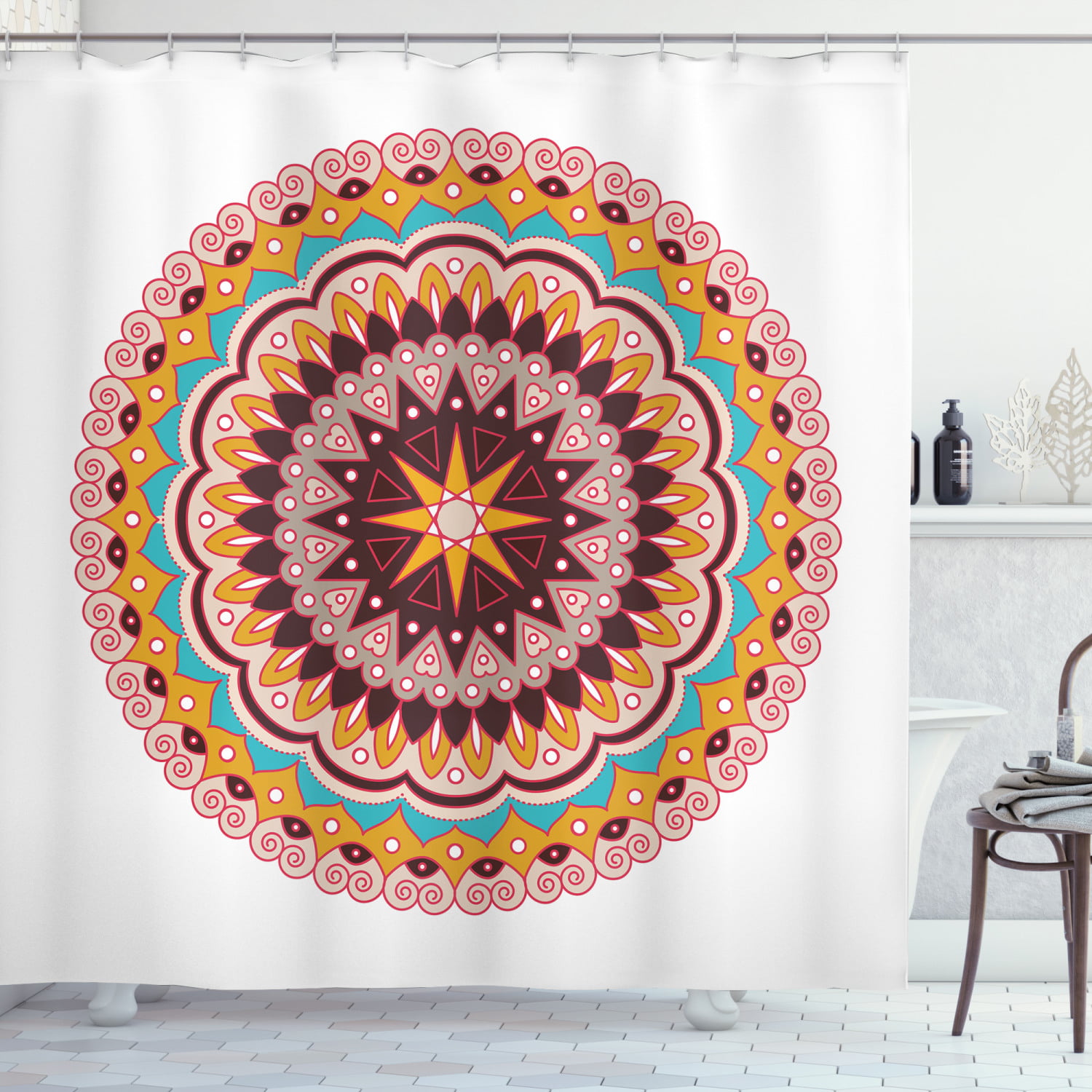 Colorful Mandala Shower Curtains for Bathroom Accessories Details about   Floral Shower Curtain 