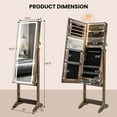 thumbnail image 3 of Costway LED Mirror Jewelry Cabinet Organizer Armoire Standing with Built-in 3 Color Light, 3 of 10