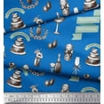 thumbnail image 3 of Soimoi Blue Cotton Voile Fabric Wedding Invitation Party Print Sewing Fabric Yard 42 Inch Wide, 3 of 3