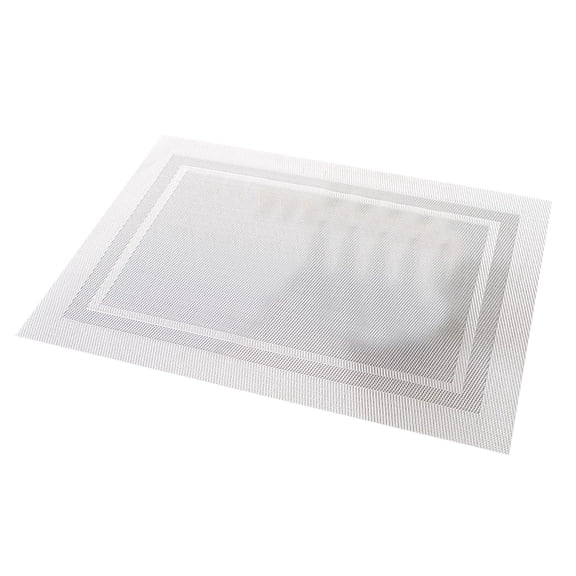 Dusknt White European Style PVC Placemats, Heat Resistant Washable Vinyl Table Mats Non Slip, Woven Plastic for Kitchen Dining, Great for Summer BBQ