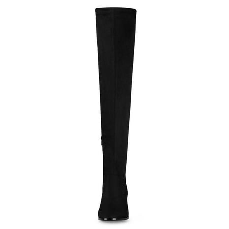 boots chunky rounded heel knee toe