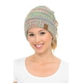 thumbnail image 3 of C.C MB-816 Soft Stretch Cable Knit Warm Hat High Bun Beanietail Ponytail Beanie #11 (Bright Mix), 3 of 5