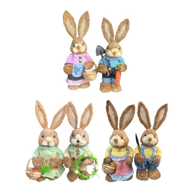 6 Muñecos de Figuritas de Conejo de Pascua de 35 Cm, Adornos Estilo C Soledad Estatuilla de conejito
