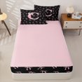 thumbnail image 4 of Homewish Girls Pink Bowtie Zipper Full Size Comforter Sets with Fitted Sheet and 2 Pillowcases For Kids,Pink Letter C Monogrammed Zipper Bedding Set For Bowknot Lover,Pink Reversible,4 Pieces, 4 of 7