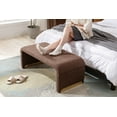 thumbnail image 4 of Fabric Ottoman Footstool, Bedroom Bench, Shoe Bench with Gold Metal Legs, Brown, 4 of 9
