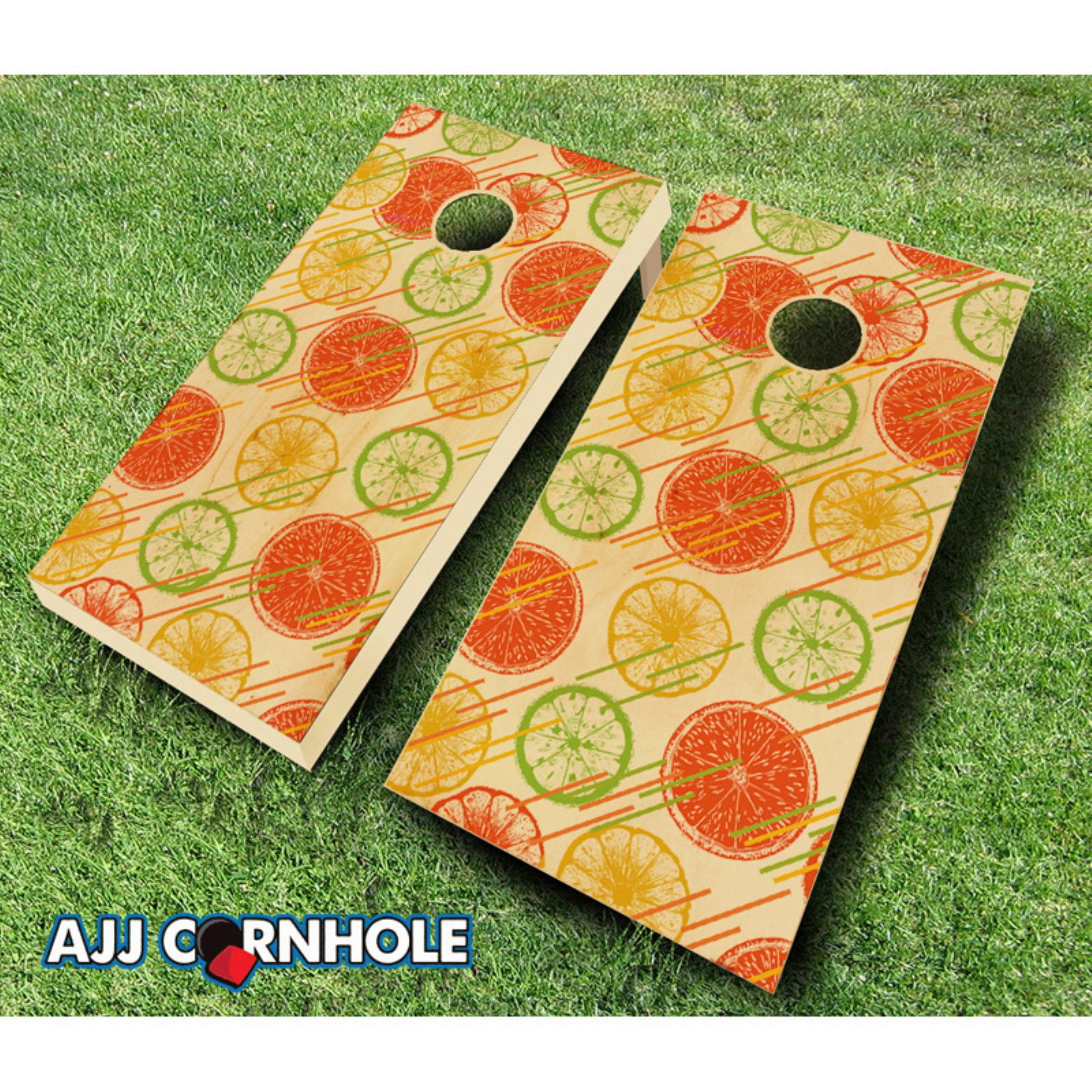 8 Bags Citrus Fruits Pattern STAINED CORNHOLE BOARDS GAME SET Bean Bag Toss