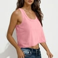 thumbnail image 5 of Cotton Linen Crop Tops Womens Loose Fit Crewneck Sleeveless Tank Top Workout Casual Summer Tee Solid Color (M, Pink), 5 of 7
