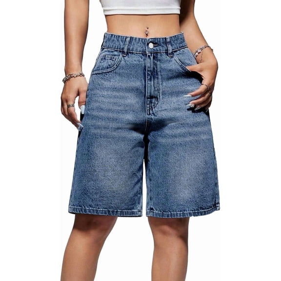 SOMER Women's Jean Shorts Y2K Mid-Low Waist Baggy Jorts Denim Shorts Jean Shorts Summer Streetwear