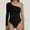 Black, variant on UANWENN Summer Women's One Shoulder Long Sleeve Bodysuit Sexy Mini Jumpsuit for Parties and Night Out Long Sleeve Bodysuit Women Lace Body Suits for Women Satin Jumpsuit for Women Suits for Women