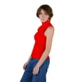 thumbnail image 7 of Socal Look Women's Sleeveless Turtleneck Sweater Top in Stretchable Viscose Blend Bright Red, M, 7 of 7