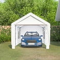 thumbnail image 7 of Tcbosik 10' x 20' Carport, Heavy Duty Car Canopy, Portable Tent with Roll-up Ventilated Windows, Removable Sidewall & Doors for Outdoor, Backyard, Garden, White, 7 of 7