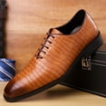 thumbnail image 2 of New Elegant Casual Work Shoes, Men's Classic Patent Leather, Grid Oxford Shoes for Men, Stylish Pointy Lace-up Business Shoes, 2 of 6