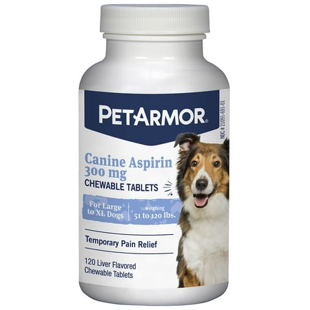 PetArmor Aspirin for Large Dogs, Fast Acting Anti-Inflammatory and Pain Relief For Dogs, Vet-Quality Joint Support and Pain Meds for Dogs, 120 Liver Flavored Tablets C80