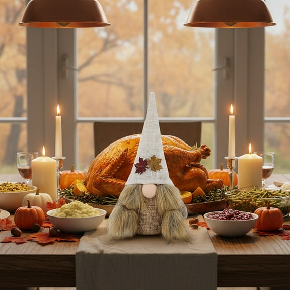 Fall Gnomes Decorations Thanksgiving 3D Maple Leaf Gnome Plush Stuffed Handmade Decor for Home Harvest Kitchen Tiered Tray