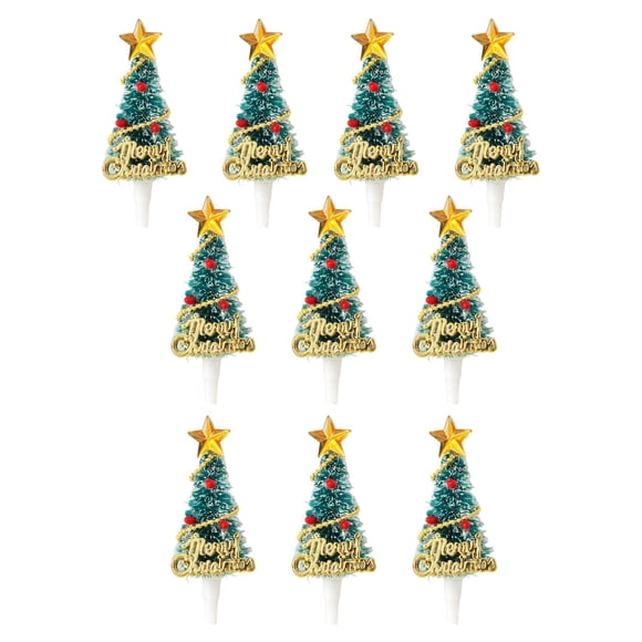 Tnarru 10 Pieces Christmas Cupcake Toppers for Dessert Xmas Holiday Cupcake Toppers Christmas Tree