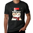 thumbnail image 2 of Wuche Cute snowman, shy Christmas with a smiling face, unique artistic charm of short sleeved shirt design, T-shirt for children, casual and breathable gifts for men, women, boys and girls Black, 2 of 4