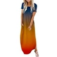 thumbnail image 2 of Brilliant Clothes for Women under $10 Women's Dresses Summer Dresses Casual Rounk Neck Short Sleeve Pockets Printing Long Holiday Party/Yellow, 2 of 5