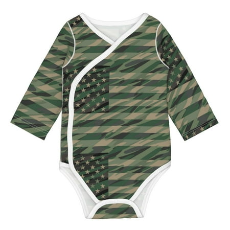 

Matuu Jungle Green Camo USA Flag for Baby Long-Sleeve Bodysuit Soft Cotton Comfortable and Breathable Perfect for Newborns and Infants