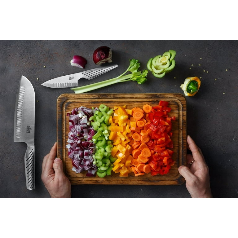 EaZy MealZ 2-Piece Knife Set 7-inch Santoku Knife and 4-inch Chef's Knife,  Super Sharp Stainless Steel 