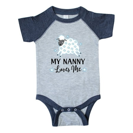 

Inktastic My Nanny Loves Me Baby Lamb Gift Baby Boy or Baby Girl Bodysuit