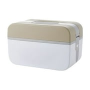 Brown Home Medical Storage Box Portable Medicine Organizer With Multiple Compartments Handheld First Aid Kit Case For Drugs Supplies Durable Plastic Construction 9.45 X 5.91 X 3.94 Inches