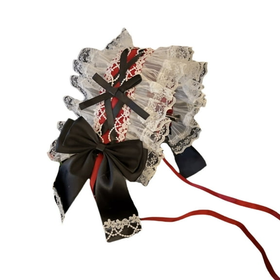 RUISINERY Women Ruffled Lace Bowknot Headdress Cosplay Hair Accessories for Maid Girls Sweet Headband Sweet Hair Accessories