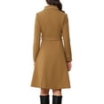 thumbnail image 3 of INSPIRE CHIC Women's Peter Pan Collar Single Breasted Belted Contrast Trim Swing Winter Coat M Khaki, 3 of 5