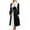 Black 02, variant on Karymi Womens Dresses Gothic Satin Nun Dress, High Neck White Collar Cross Decor Lantern Sleeve Side Pleated Split A-Line Long Dress