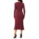 thumbnail image 3 of VESTIDO DE SUÉTER DE MANGA LARGA PARA MUJER INSPIRE CHIC, CUELLO REDONDO, TEJIDO DE CANALÉ, PLISADO EN A, VESTIDOS MIDI M VINO ROJO, 3 of 6