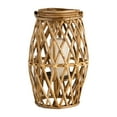 thumbnail image 5 of 16" Lantern - Brown Wicker and Iron Candle Holder - Modern and Contemporary Rustic Farmhouse Tabletop Decor for Indoor or Outdoor, 5 of 11