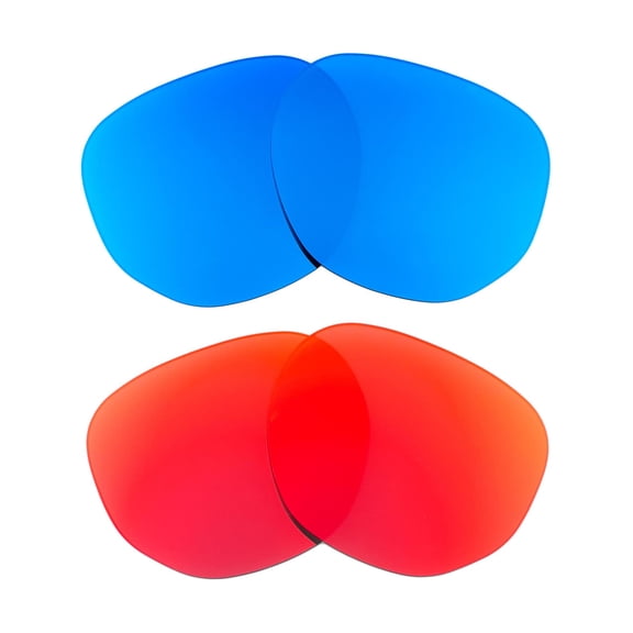 Walleva Fire Red   Ice Blue Polarized Replacement Lenses For Ray-Ban RB3548N 51mm Sunglasses