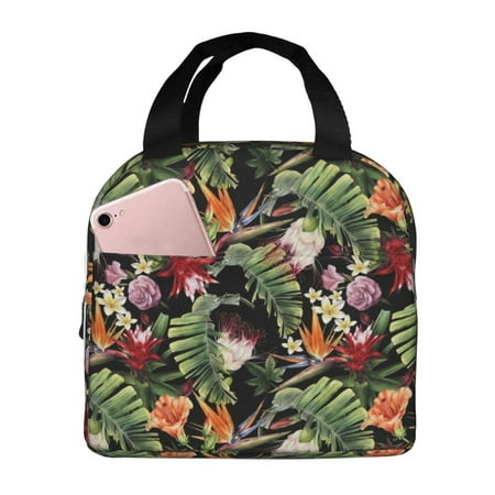 Insulated Lunch Bag for Women Men - Tropical Flowers (2) Leakproof Cooler Lunch Box for Women Men  Lunch Tote Bags for Work School Picnic Travel