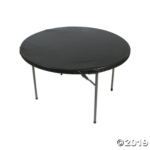 Black Fitted Round Plastic Tablecloth