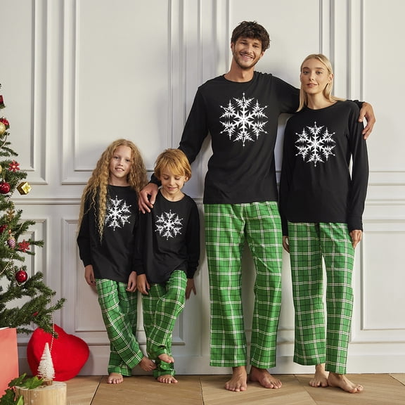 Awkward Styles Family Christmas Pajamas Set Green Snowflake Matching Sleepwear