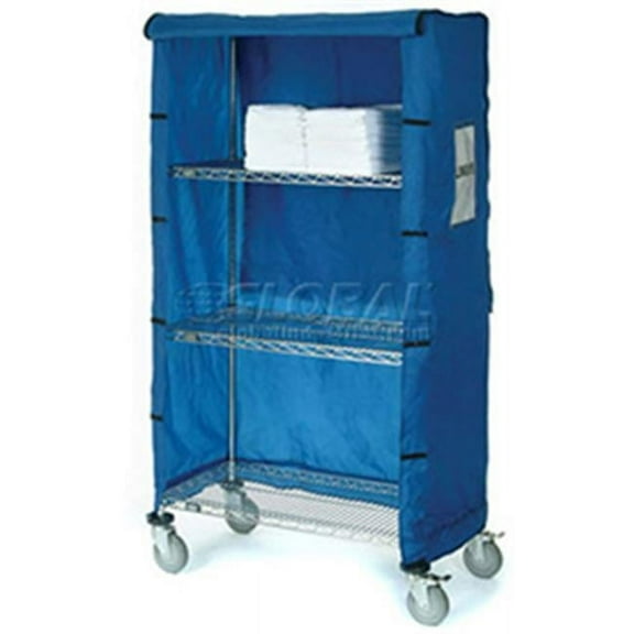 Nexel Chrome Wire Linen Cart with Nylon Cover, 4 Shelves - 48 x 18 x 80 in.