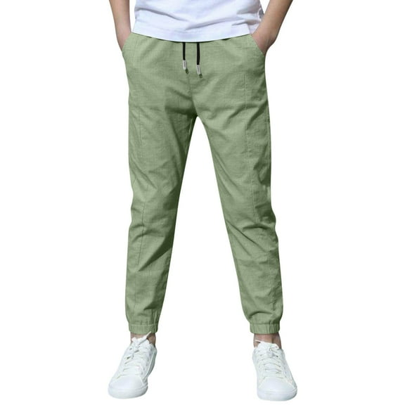 Boys' Baggy Sweatpants Straight Leg Open Bottom Casual Pants Elastic Waist Athletic Joggers Swea𝐭 Pants Pockets Linen Pant