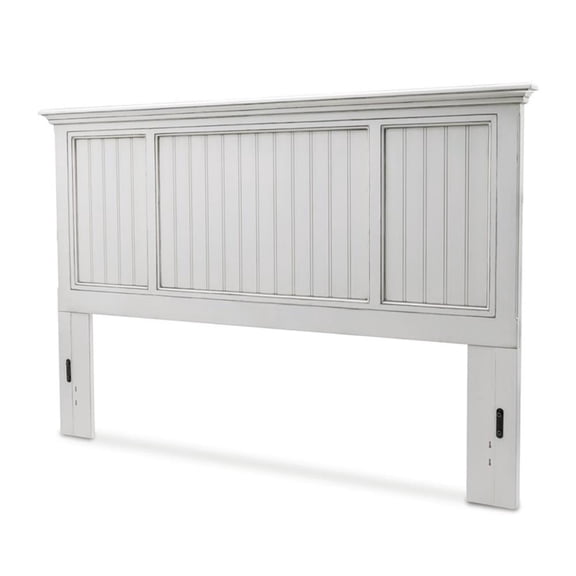 Pemberly Row Modern Coastal Solid Wood King Headboard in White