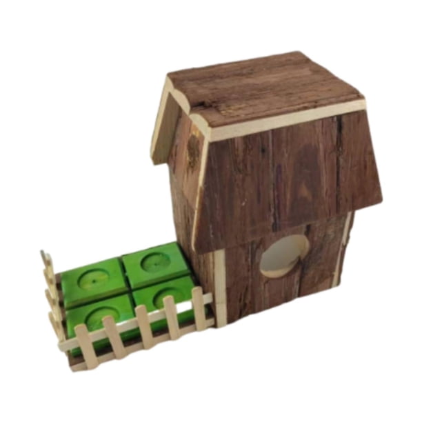 Jaula de madera para hámster, juguete de actividades para hámster, cabaña de madera para animales pequeños, cabaña para jerbos y hámsteres enanos.