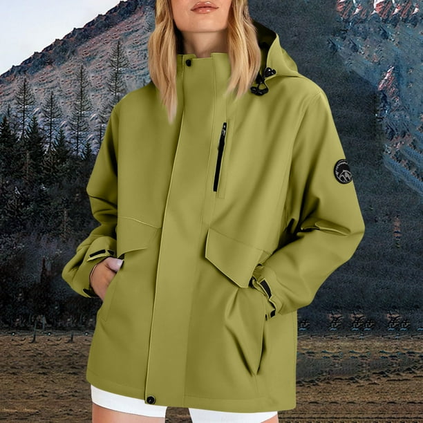 Chaquetas y abrigos casuales con capucha de manga larga para mujer, chaqueta impermeable con capucha y bolsillo con cremallera para primavera e invierno, ropa de montañismo al aire libre, chaqueta dep