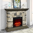 thumbnail image 2 of FESTIVO 40 in. Faux Stone Freestanding Electric Fireplace - 40" in Width - Bisque/Muddy, 2 of 11