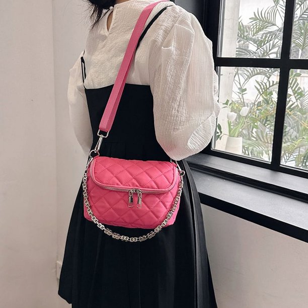 Bolso De Hombro Bolso Bandolera Para Mujer Bolso Bandolera De Moda Versátil Bolso Bandolera Con Forma De Rombo (Rosa)