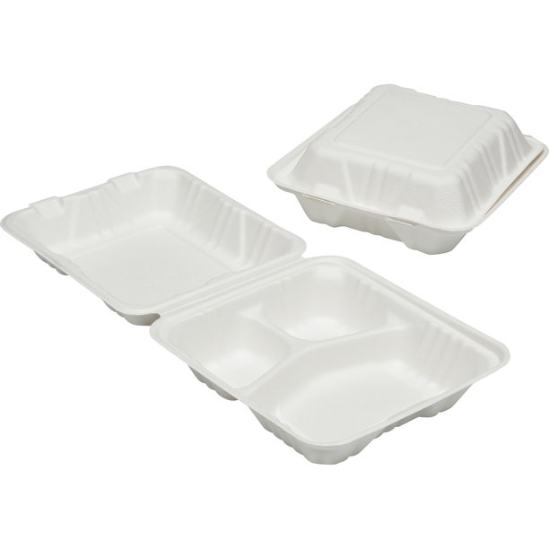 7350016646905, Clamshell Hinged Lid ToGo Food Containers, 8" x 8" x 3