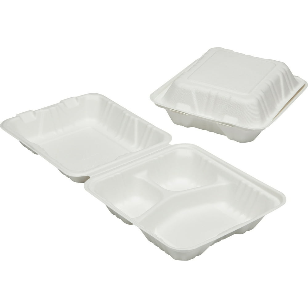 7350016646905, Clamshell Hinged Lid ToGo Food Containers, 8" x 8" x 3