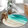 thumbnail image 3 of Turquoise Ombre Oceans Round Area Rug 3.3Ft Washable Circle Rugs for Dining Room Table, Watercolor Summer Coastal Beach Waves Non-Slip Carpet Floor Mats Indoor Outdoor Carpet Runner Home Decor, 3 of 8