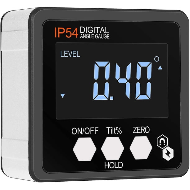 Inclinómetro digital Medidor de ángulo 4 * 90 Base magnética Impermeable Ip54 Transportador digital Pantalla retroiluminada Caja de nivel para corte de madera preciso Reparación de